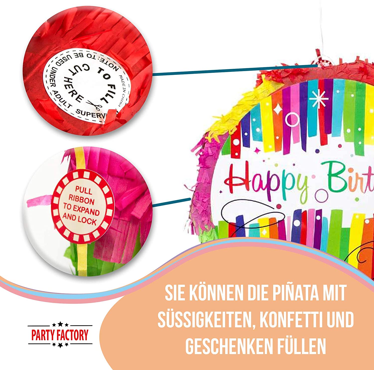 Bunte Happy Birthday Pinata