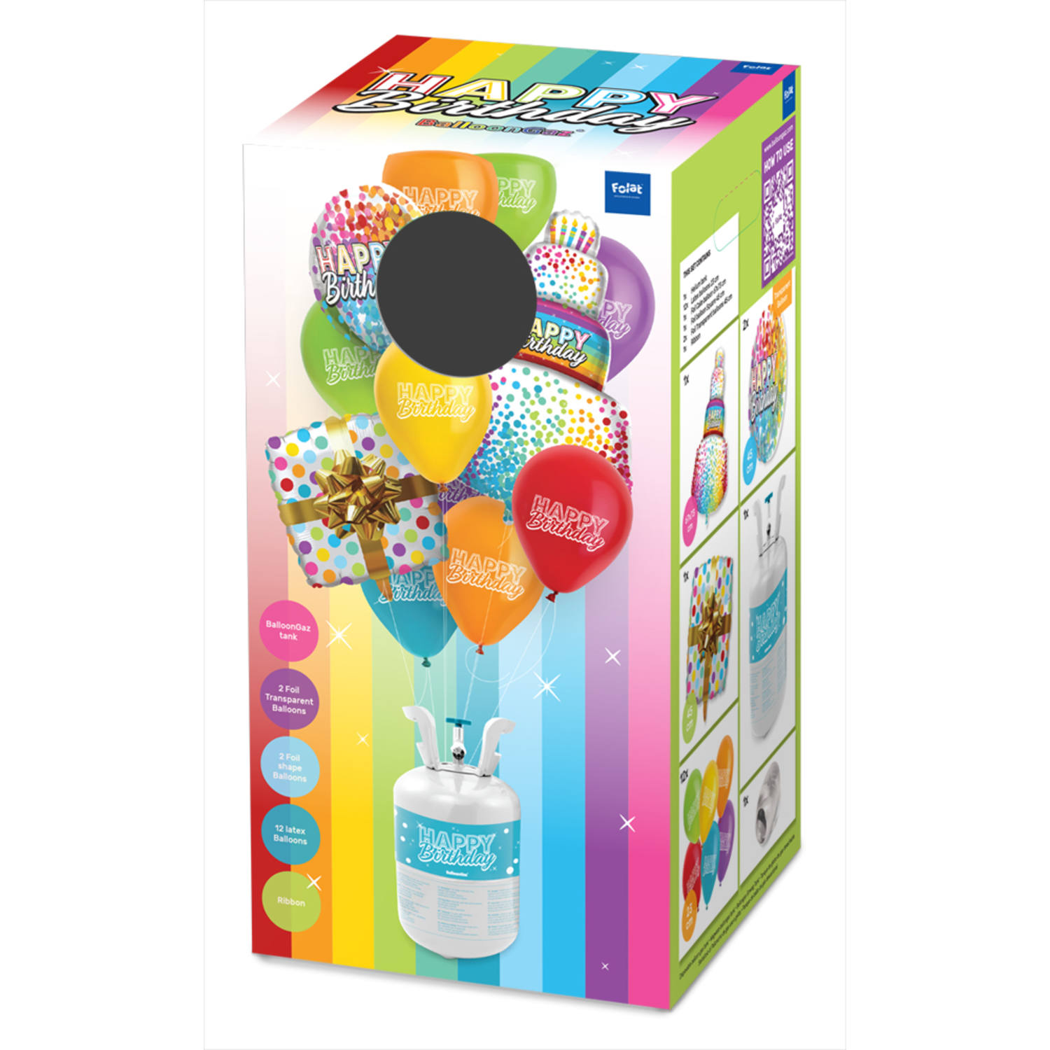 30er Balloongaz Set "Happy Birthday" inkl. Bänder